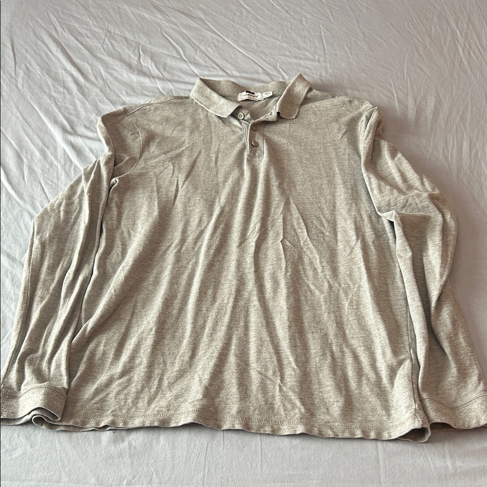 Top man Men's Gray long sleeve Polo Shirt